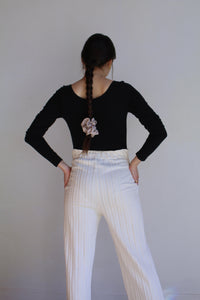 1990s DKNY Black Cotton Long Sleeve Bodysuit