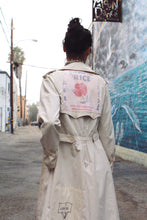 Load image into Gallery viewer, Blue Rose Rice Sack Patchwork Trench Coat