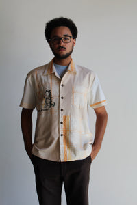 Monday Kitty Gold King Rice Sack Button Up
