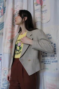 1980s Custom Tailored Cropped Linen Blazer Jacket