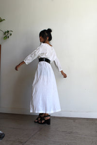 Antique White Cotton Tent Dress with Crochet Lace Neckline