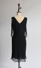 Load image into Gallery viewer, 90s Black Silk Fiori De Zucca Little Black Dress