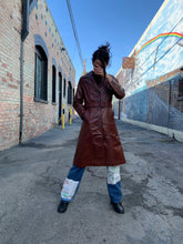 Load image into Gallery viewer, 1970s Chestnut Brown Leather Trench Coat