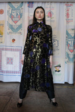 Load image into Gallery viewer, 1960s Floral Silk Velvet Burnout Áo Dài Dress w/ Sheer Gold Lurex