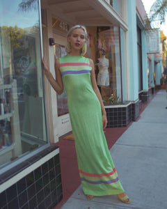 1970s Emilio Pucci Pastel Green Lurex Striped Maxi Dress