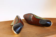 Load image into Gallery viewer, 1980s Gold Metallic Disco Ball Slip On Leather Pointed Mules - Made in Italy - Size 8