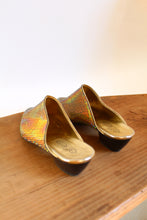 Load image into Gallery viewer, 1980s Gold Metallic Disco Ball Slip On Leather Pointed Mules - Made in Italy - Size 8