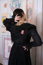 Load image into Gallery viewer, Antique 1930s Black Silk Lace Peignoir Patched by 3 Women