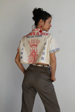 Load image into Gallery viewer, Queen Bee Flour Sack Cropped Button-up