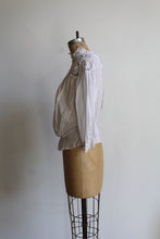 Load image into Gallery viewer, Victorian White Lace Crochet High Collar Blouse