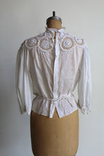 Load image into Gallery viewer, Victorian White Lace Crochet High Collar Blouse