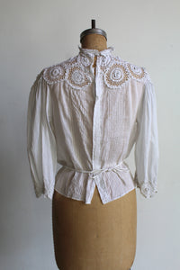 Victorian White Lace Crochet High Collar Blouse