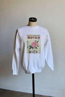 Botan Rice Vintage White Raglan Sweatshirt - L