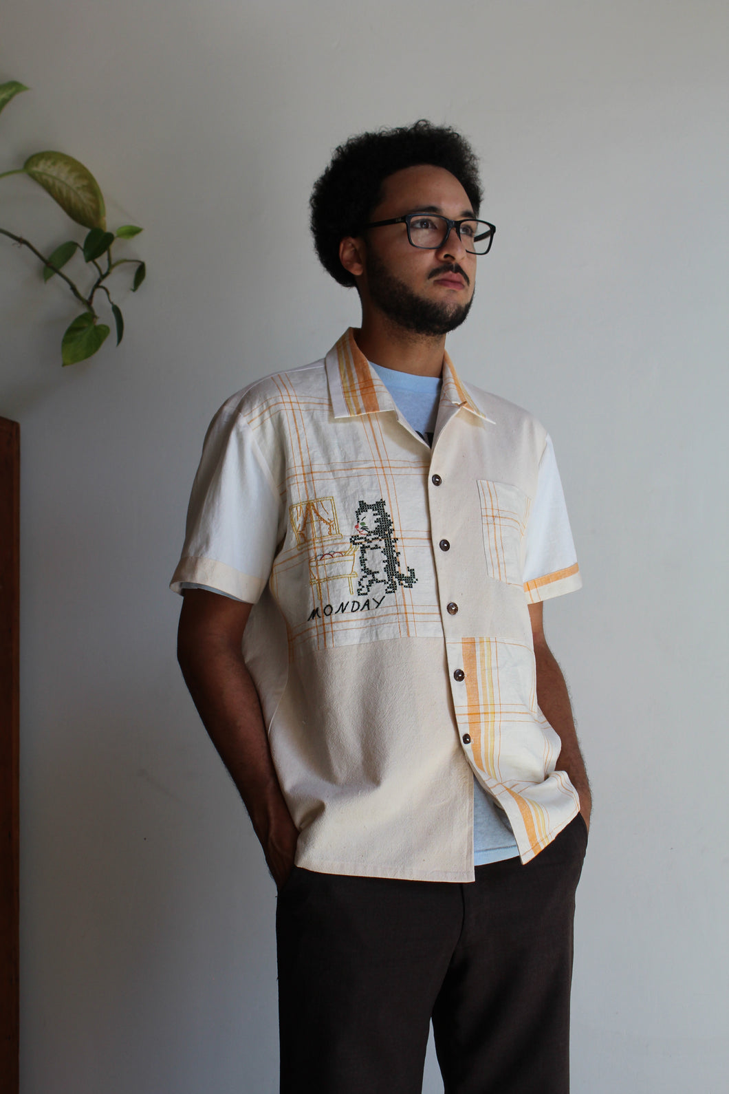 Monday Kitty Gold King Rice Sack Button Up