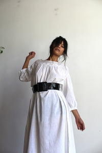 Antique White Cotton Tent Dress with Crochet Lace Neckline