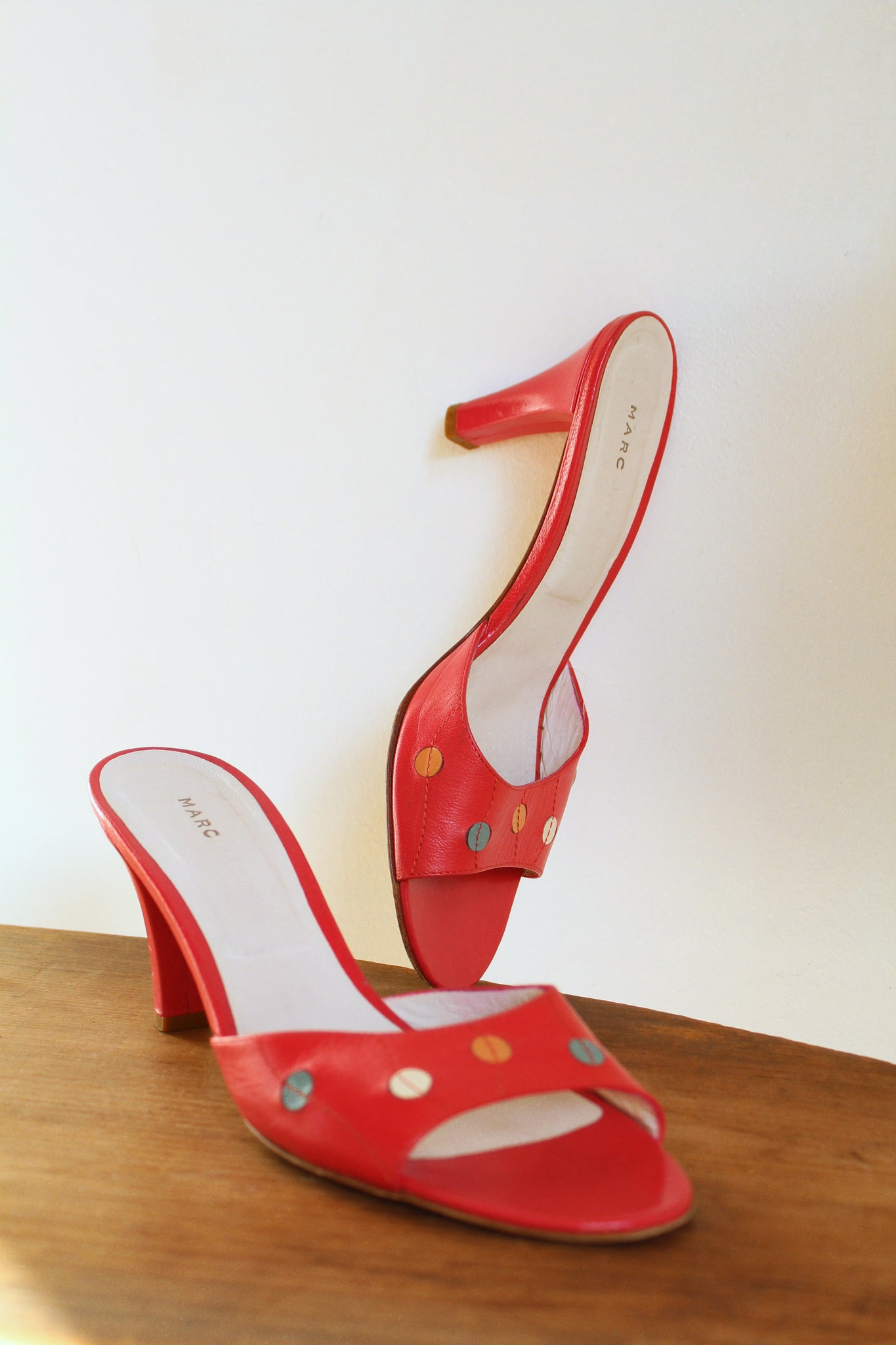 Y2K Red Leather Polka Dot Marc Jacobs Heels - Made in Italy - Size