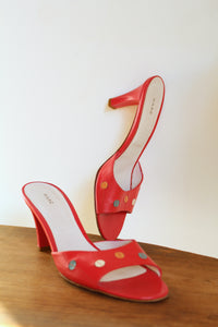 Y2K Red Leather Polka Dot Marc Jacobs Heels - Made in Italy - Size 8