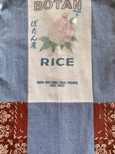 Load image into Gallery viewer, Botan Rice Railroad Stripe Button Up with Bandana Patchwork