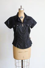 Load image into Gallery viewer, 1990s Black Nylon Zip Up Western Blouse
