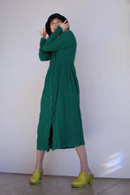 Load image into Gallery viewer, 1980s Green Ribbed Knit Long Sleeve Button Front Maxi Dress