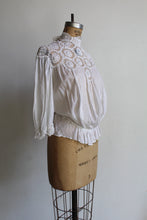 Load image into Gallery viewer, Victorian White Lace Crochet High Collar Blouse