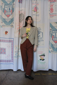 1980s Custom Tailored Cropped Linen Blazer Jacket