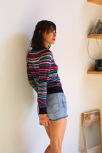 Load image into Gallery viewer, 1970s V-Neck Lurex Striped Pullover Sweater