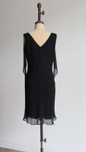 Load image into Gallery viewer, 90s Black Silk Fiori De Zucca Little Black Dress