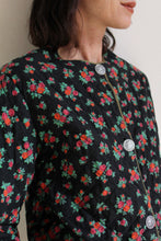 Load image into Gallery viewer, 1970s Black Floral Quilted Jacket