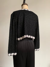Load image into Gallery viewer, 80s Black Beaded Jacket
