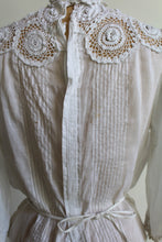 Load image into Gallery viewer, Victorian White Lace Crochet High Collar Blouse