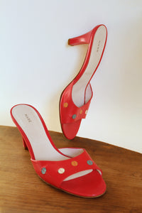 Y2K Red Leather Polka Dot Marc Jacobs Heels - Made in Italy - Size 8
