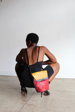 Load image into Gallery viewer, 1980s Colorblock Leather Crossbody Bucket Bag