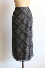 Load image into Gallery viewer, 90s Oscar de la Renta Grey Silk Floral Print Wrap Skirt