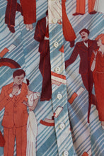 Load image into Gallery viewer, 1970s Art Deco Sheer Nylon Geometric Novelty Print Button Up Blouse
