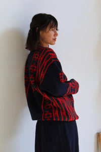 1980s Graphic Sweater & Pleated Skirt Wool Set