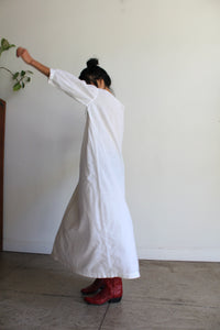 Antique White Cotton Tent Dress with Crochet Lace Neckline