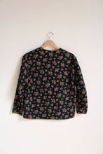 Load image into Gallery viewer, 1970s Black Floral Quilted Jacket