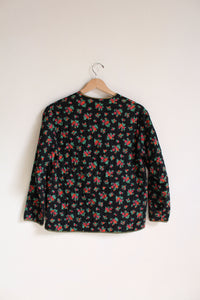 1970s Black Floral Quilted Jacket