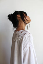 Load image into Gallery viewer, Antique White Cotton Tent Dress with Crochet Lace Neckline
