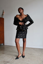 Load image into Gallery viewer, 1980s Black Raw Silk Polka Dot 3 Piece Set