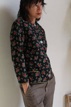Load image into Gallery viewer, 1970s Black Floral Quilted Jacket