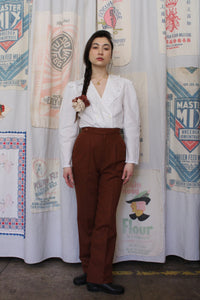1970s Brown Pleated High Waist Wool Trousers
