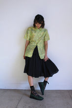 Load image into Gallery viewer, 1980s Fluorescent Yellow &amp; Green Silk Snakeskin Print Button Down Blouse