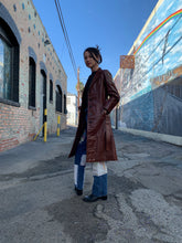 Load image into Gallery viewer, 1970s Chestnut Brown Leather Trench Coat