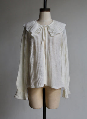 1970s White Pierrot Collar Cardigan