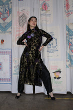 Load image into Gallery viewer, 1960s Floral Silk Velvet Burnout Áo Dài Dress w/ Sheer Gold Lurex