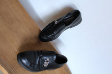 Load image into Gallery viewer, 1990s Black Leather ESPRIT Footwear Silver Buckle Loafers - Size 8.5