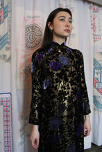 Load image into Gallery viewer, 1960s Floral Silk Velvet Burnout Áo Dài Dress w/ Sheer Gold Lurex