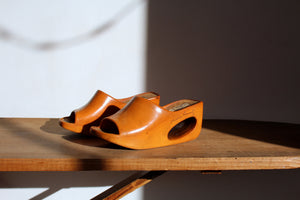 1970s Brown Leather & Cork Cut Out Wedges -  Size 7